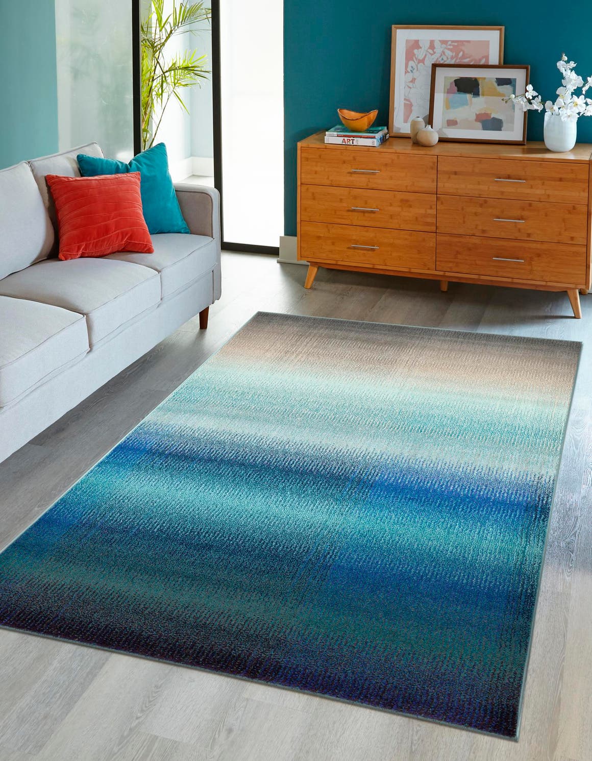 Blue 9' x 12' 2 Estrella Rectangle Area Rug 100% Polypropylene Non-Shedding Stain Resistant Carpet Colorful Modern Abstract Design Easy Clean for Home Decor for Sale at Rug Engine