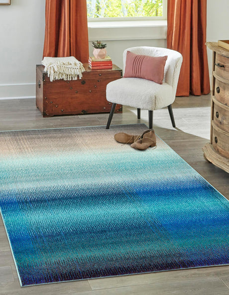 Blue 3' 3 x 5' 3 Estrella Rectangle Area Rug 100% Polypropylene Non-Shedding Stain Resistant Carpet Colorful Modern Abstract Design Easy Clean for Home Decor for Sale at Rug Engine