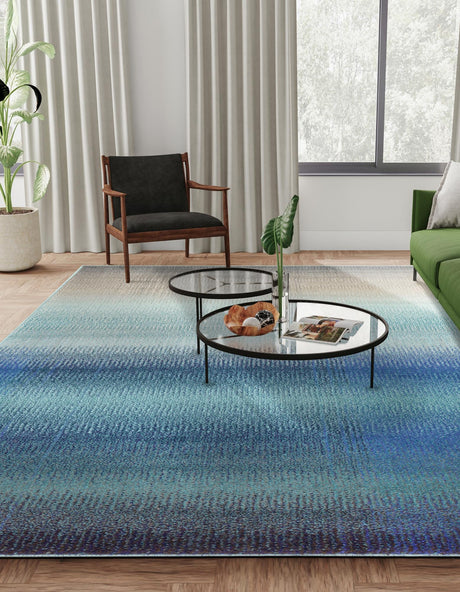 Blue 9' x 12' 2 Estrella Rectangle Area Rug 100% Polypropylene Non-Shedding Stain Resistant Carpet Colorful Modern Abstract Design Easy Clean for Home Decor for Sale at Rug Engine