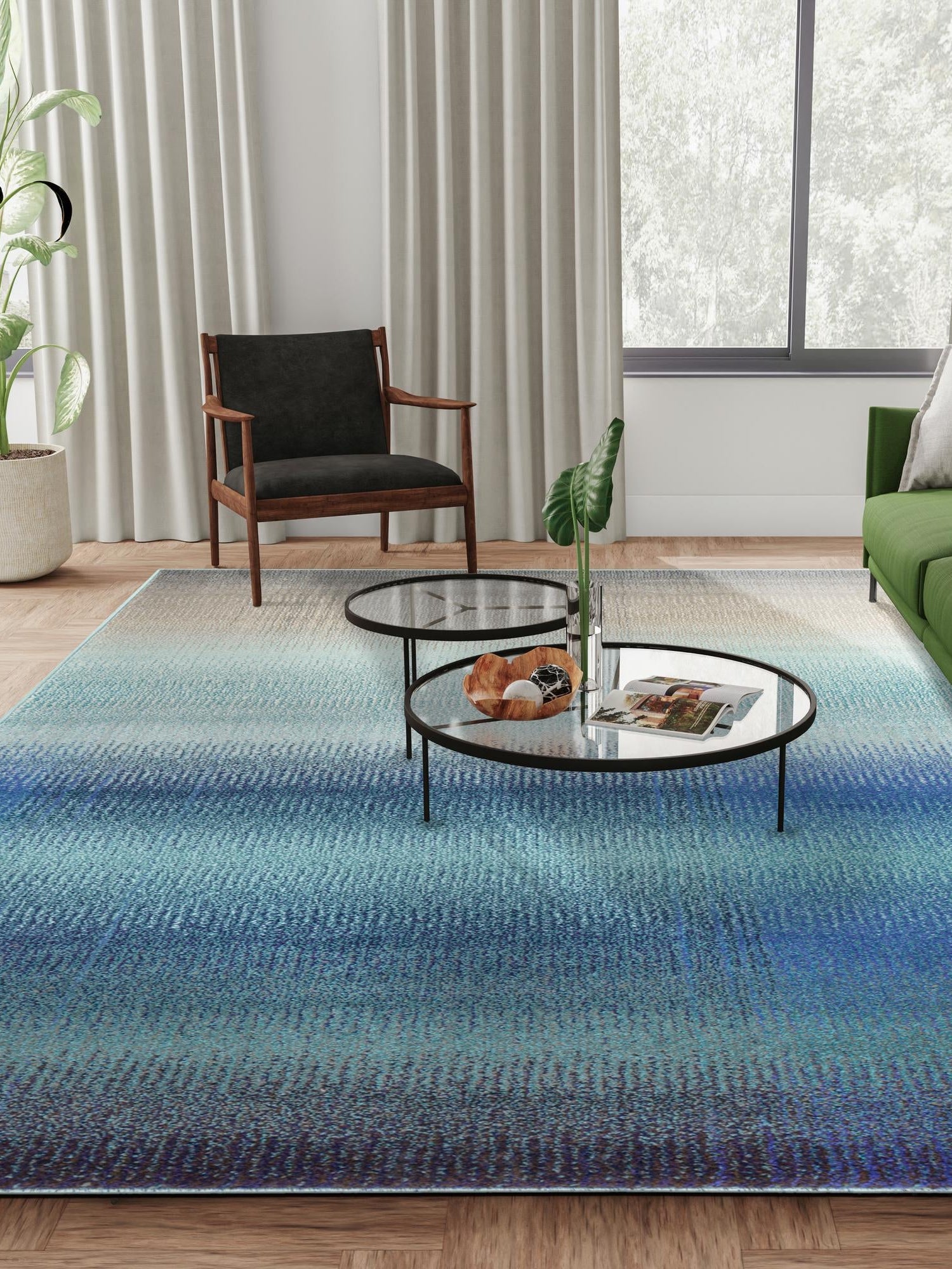 Blue 7' 1 x 10' Estrella Rectangle Area Rug 100% Polypropylene Non-Shedding Stain Resistant Carpet Colorful Modern Abstract Design Easy Clean for Home Decor for Sale at Rug Engine