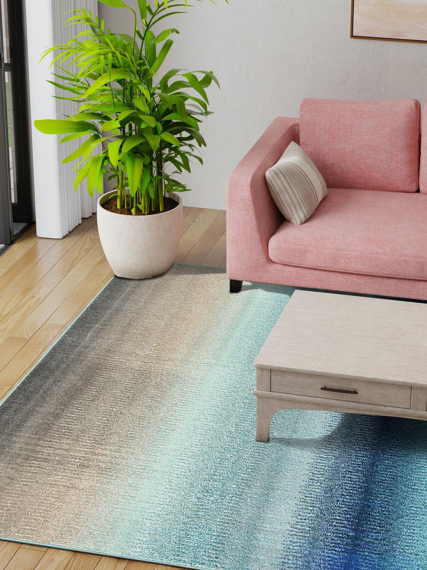 Blue 7' 1 x 10' Estrella Rectangle Area Rug 100% Polypropylene Non-Shedding Stain Resistant Carpet Colorful Modern Abstract Design Easy Clean for Home Decor for Sale at Rug Engine