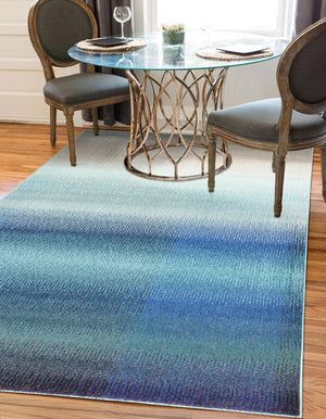 Blue 10' 6 x 16' 5 Estrella Rectangle Area Rug 100% Polypropylene Non-Shedding Stain Resistant Carpet Colorful Modern Abstract Design Easy Clean for Home Decor for Sale at Rug Engine
