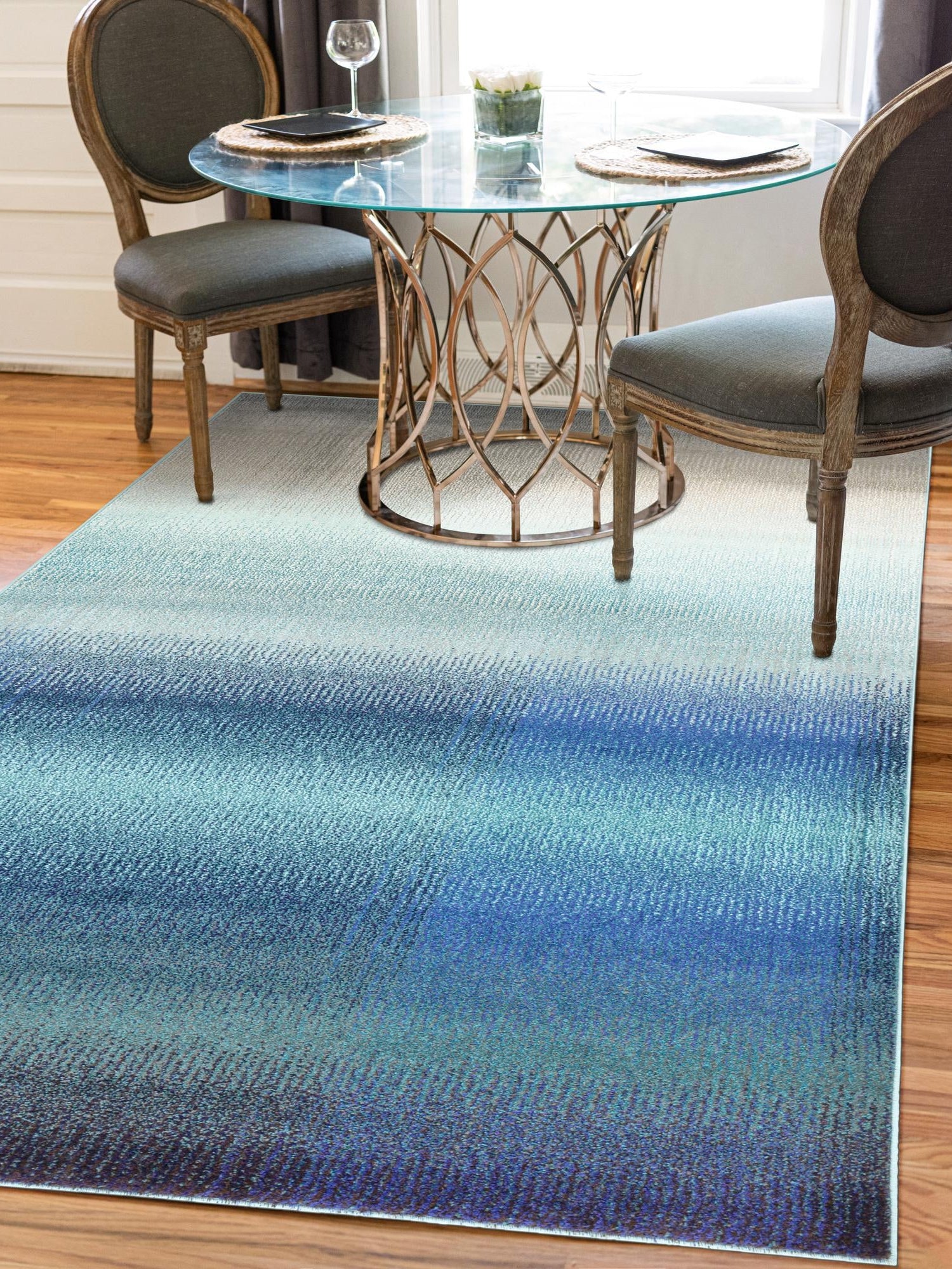 Blue 7' 1 x 10' Estrella Rectangle Area Rug 100% Polypropylene Non-Shedding Stain Resistant Carpet Colorful Modern Abstract Design Easy Clean for Home Decor for Sale at Rug Engine