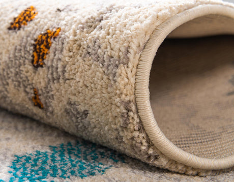 Cream 8' x 8' Estrella Round Area Rug 100% Polypropylene Non-Shedding Stain Resistant Carpet Colorful Modern Abstract Design Easy Clean for Home Decor for Sale at Rug Engine