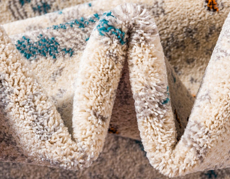 Cream 8' x 8' Estrella Round Area Rug 100% Polypropylene Non-Shedding Stain Resistant Carpet Colorful Modern Abstract Design Easy Clean for Home Decor for Sale at Rug Engine