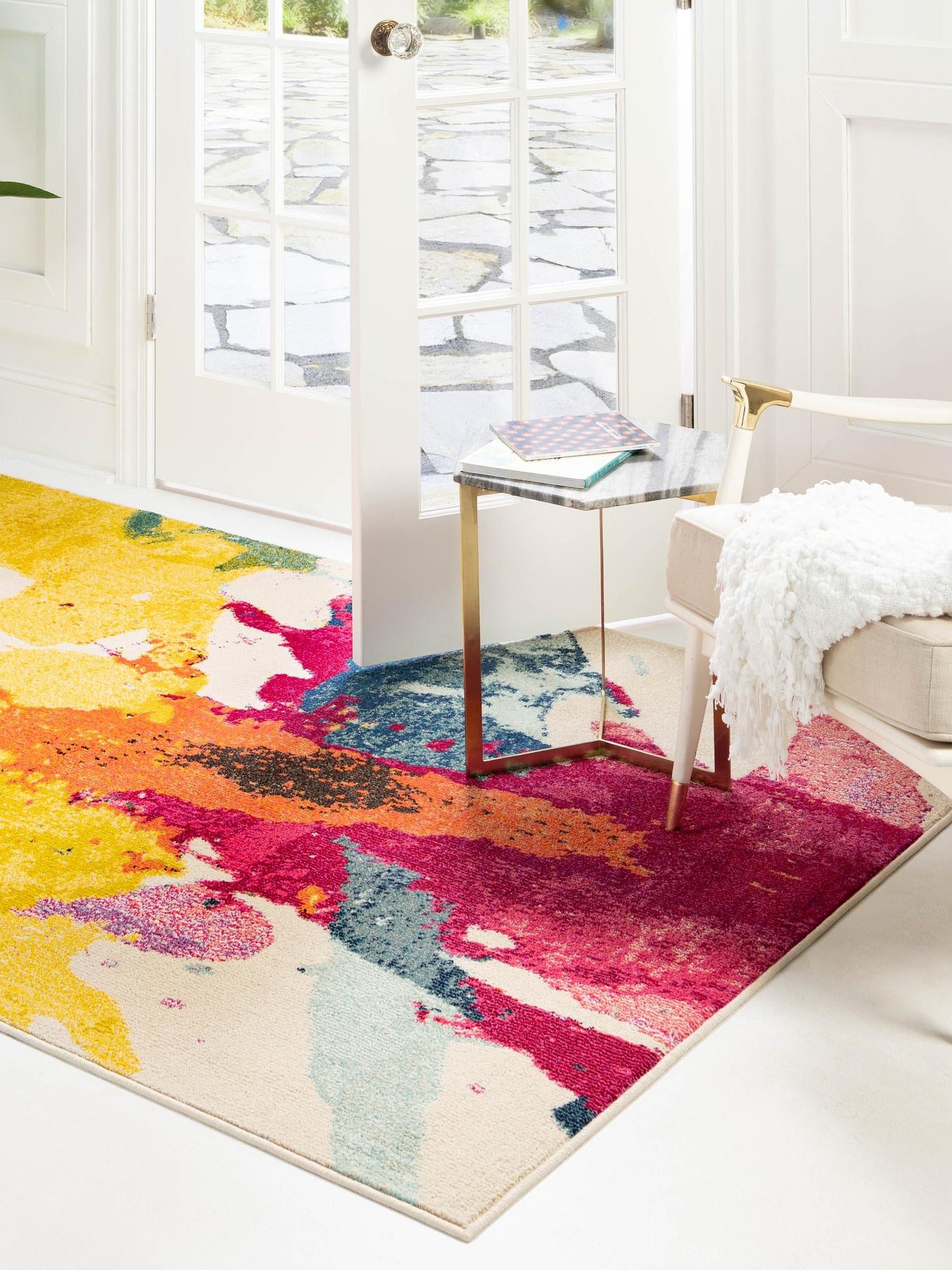 Beige 3' 3 x 5' 3 Estrella Rectangle Area Rug 100% Polypropylene Non-Shedding Stain Resistant Carpet Colorful Modern Abstract Design Easy Clean for Home Decor for Sale at Rug Engine