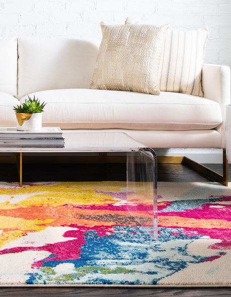 Beige 10' 6 x 16' 5 Estrella 100% Polypropylene Non-Shedding Stain Resistant Carpet Colorful Modern Abstract Design Easy Clean for Home Decor for Sale at Rug Engine