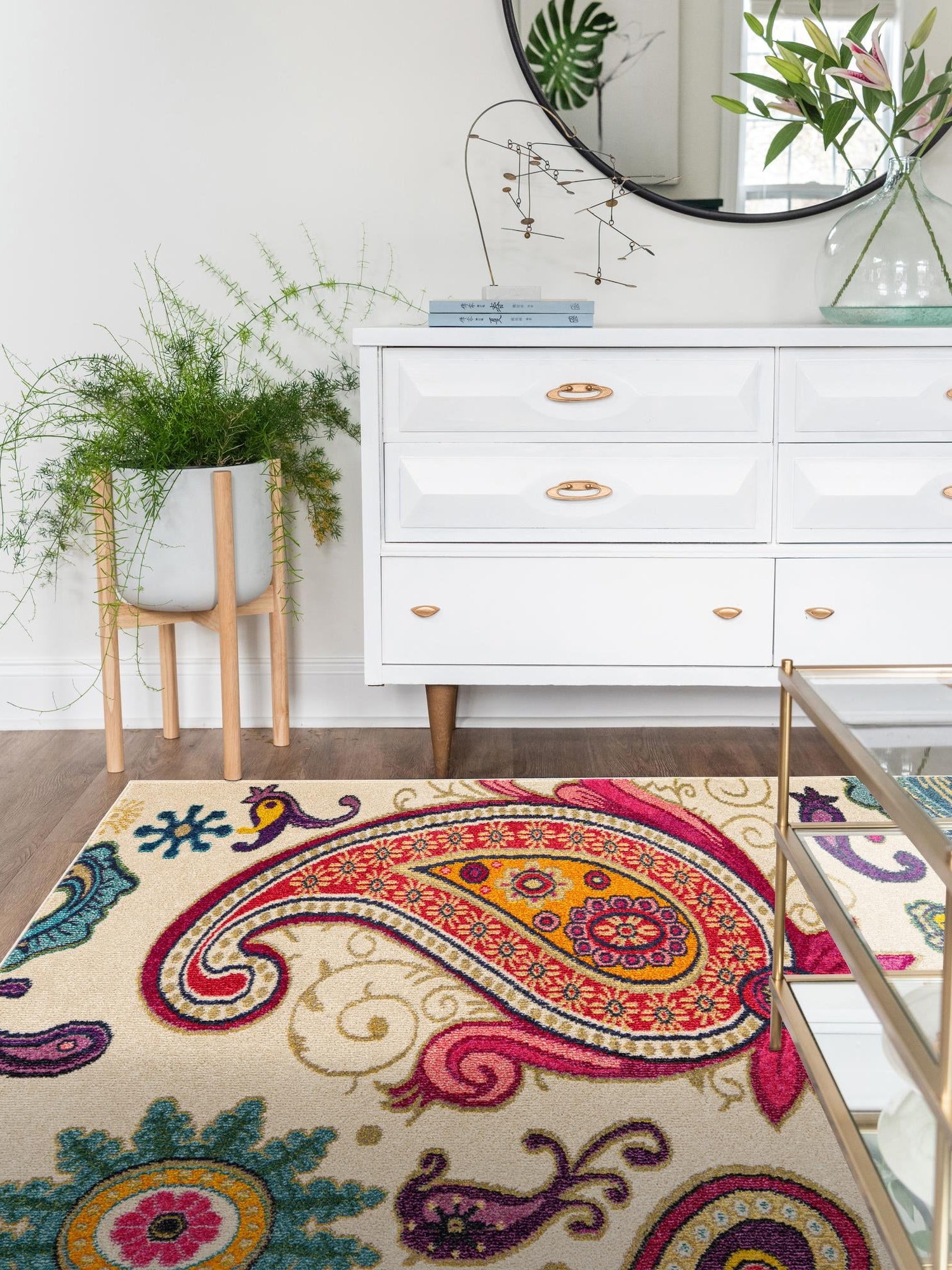 Cream 5' 1 x 8' Estrella Rectangle Area Rug 100% Polypropylene Non-Shedding Stain Resistant Carpet Colorful Modern Abstract Design Easy Clean for Home Decor for Sale at Rug Engine