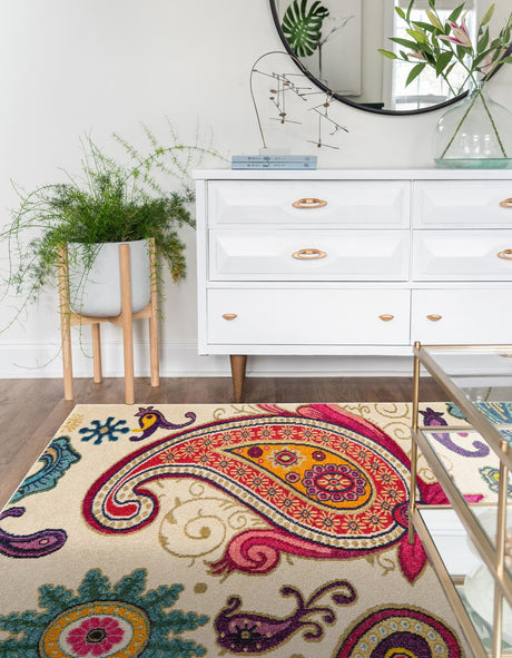 Cream 10' 6 x 16' 5 Estrella Rectangle Area Rug 100% Polypropylene Non-Shedding Stain Resistant Carpet Colorful Modern Abstract Design Easy Clean for Home Decor for Sale at Rug Engine