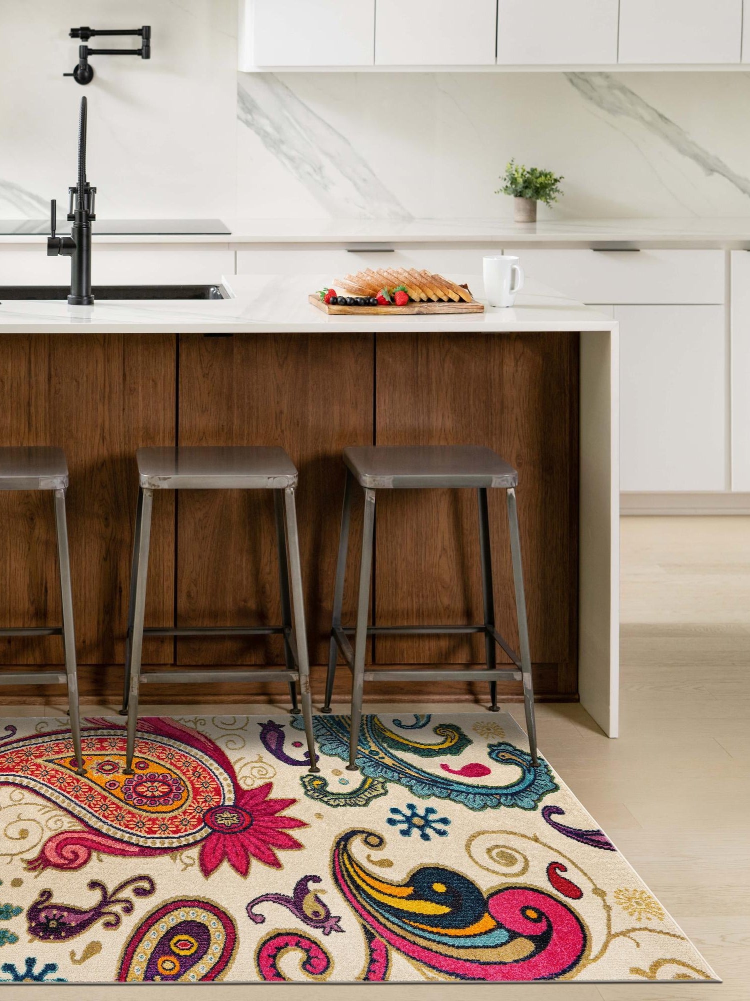 Cream 3' 3 x 5' 3 Estrella Rectangle Area Rug 100% Polypropylene Non-Shedding Stain Resistant Carpet Colorful Modern Abstract Design Easy Clean for Home Decor for Sale at Rug Engine