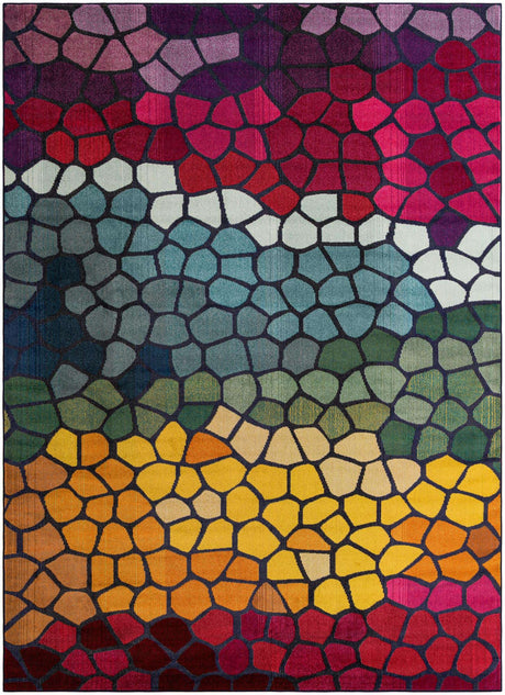Multicolor 9' x 12' Estrella Rectangle Area Rug 100% Polypropylene Non-Shedding Stain Resistant Carpet Colorful Modern Abstract Design Easy Clean for Home Decor for Sale at Rug Engine