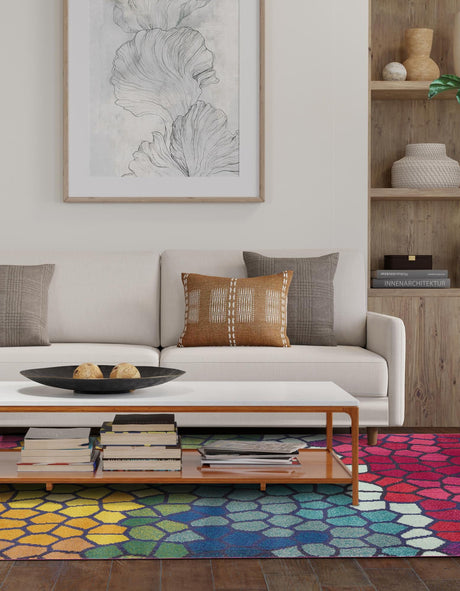 Multicolor 7' 1 x 10' Estrella Rectangle Area Rug 100% Polypropylene Non-Shedding Stain Resistant Carpet Colorful Modern Abstract Design Easy Clean for Home Decor for Sale at Rug Engine