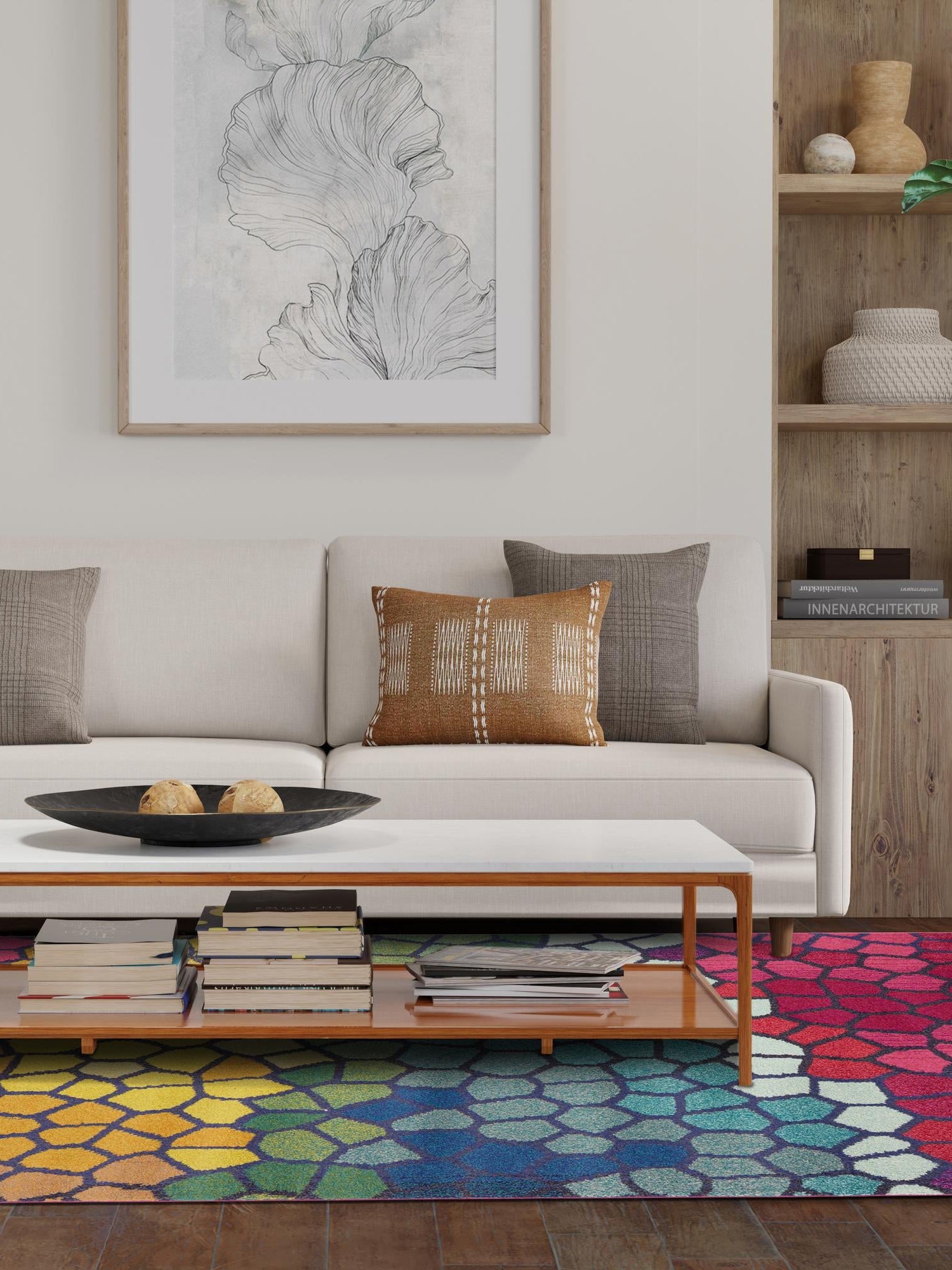 Multicolor 6' 1 x 9' Estrella Rectangle Area Rug 100% Polypropylene Non-Shedding Stain Resistant Carpet Colorful Modern Abstract Design Easy Clean for Home Decor for Sale at Rug Engine