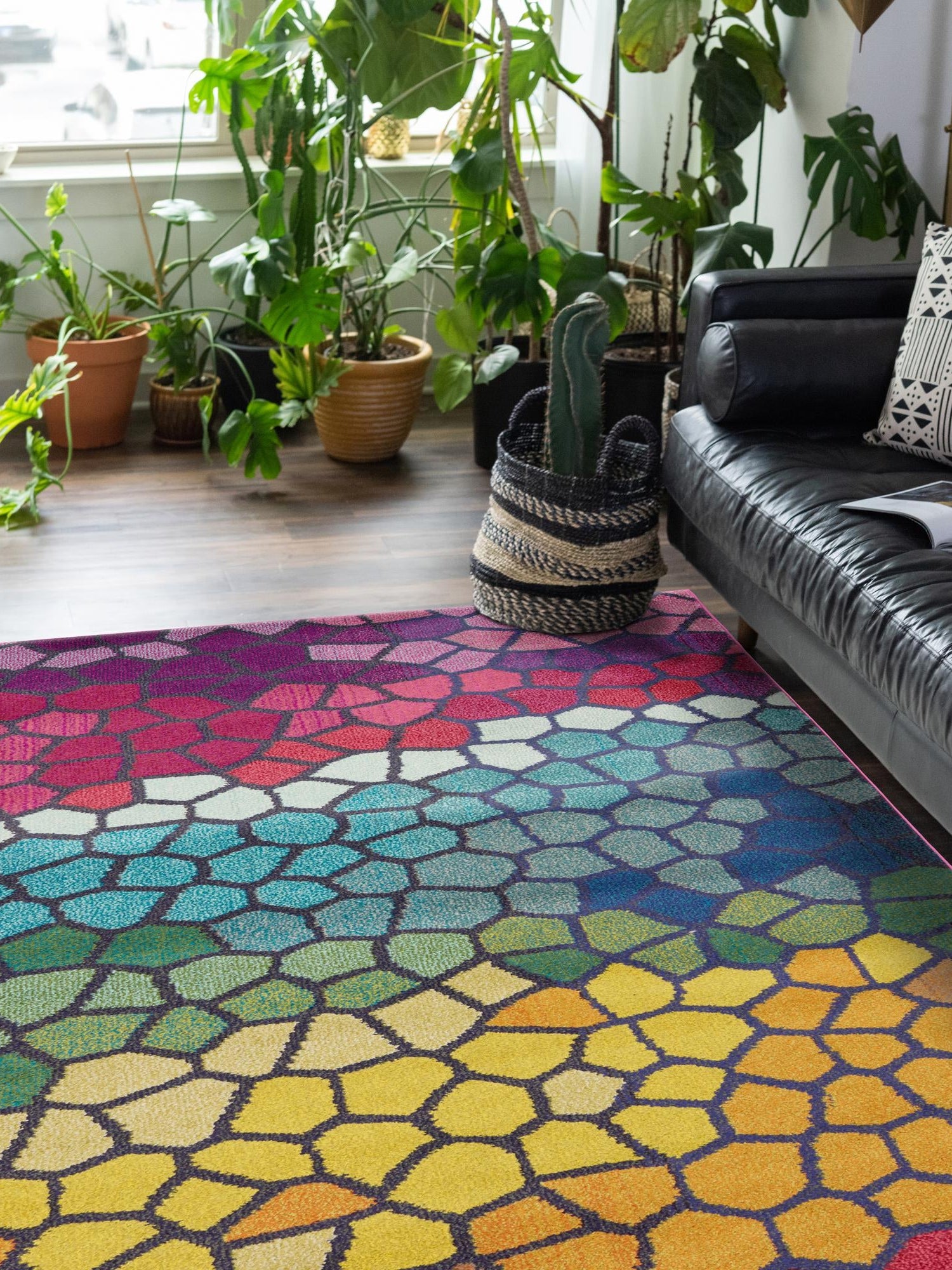 Multicolor 9' x 12' Estrella Rectangle Area Rug 100% Polypropylene Non-Shedding Stain Resistant Carpet Colorful Modern Abstract Design Easy Clean for Home Decor for Sale at Rug Engine