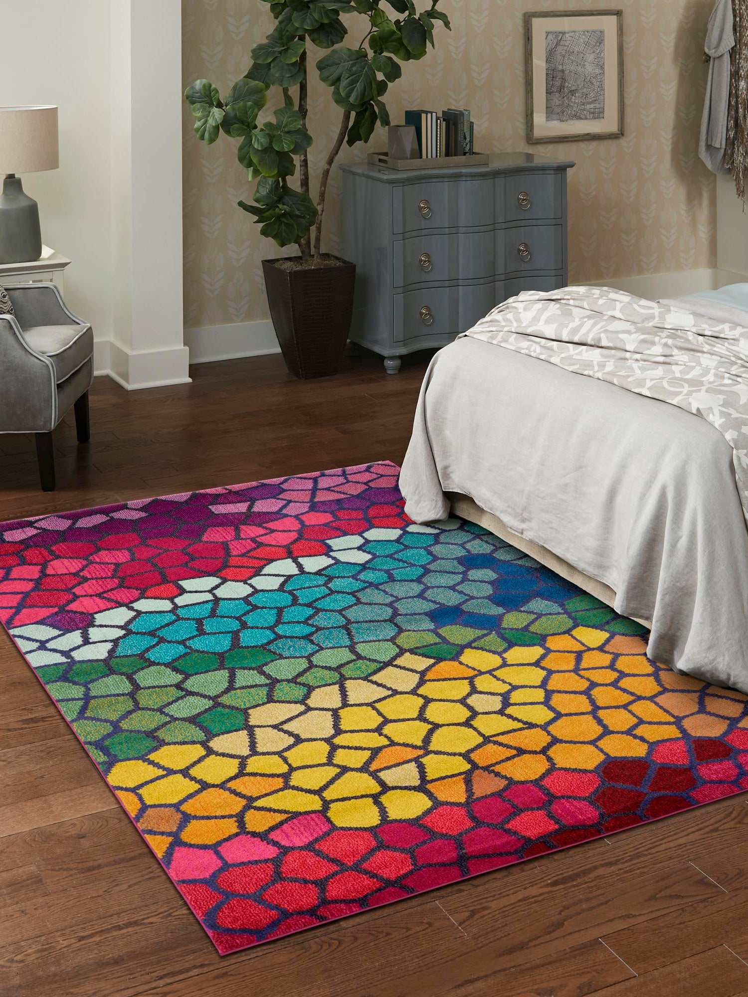 Multicolor 9' x 12' Estrella Rectangle Area Rug 100% Polypropylene Non-Shedding Stain Resistant Carpet Colorful Modern Abstract Design Easy Clean for Home Decor for Sale at Rug Engine