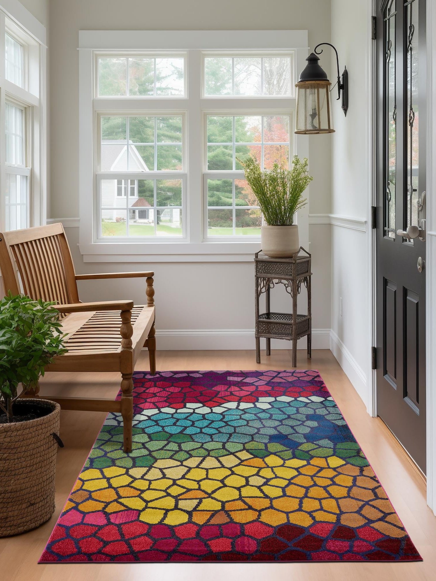 Multicolor 9' x 12' Estrella Rectangle Area Rug 100% Polypropylene Non-Shedding Stain Resistant Carpet Colorful Modern Abstract Design Easy Clean for Home Decor for Sale at Rug Engine