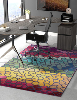 Multicolor 5' 1 x 8' Estrella Rectangle Area Rug 100% Polypropylene Non-Shedding Stain Resistant Carpet Colorful Modern Abstract Design Easy Clean for Home Decor for Sale at Rug Engine