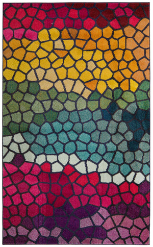 Multicolor 5' 1 x 8' Estrella Rectangle Area Rug 100% Polypropylene Non-Shedding Stain Resistant Carpet Colorful Modern Abstract Design Easy Clean for Home Decor for Sale at Rug Engine