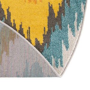 Multicolor 8' x 8' Estrella Round Area Rug 100% Polypropylene Non-Shedding Stain Resistant Carpet Colorful Modern Abstract Design Easy Clean for Home Decor for Sale at Rug Engine