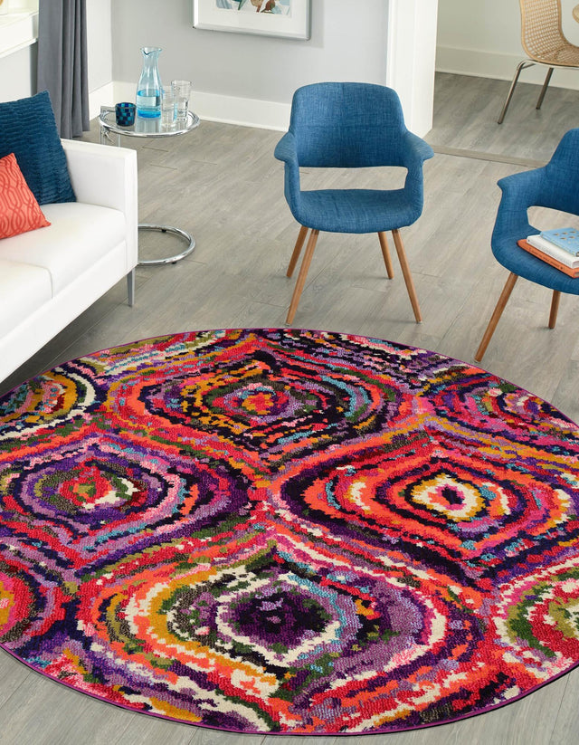 Multicolor 6' 1 x 6' 1 Estrella Round Rug