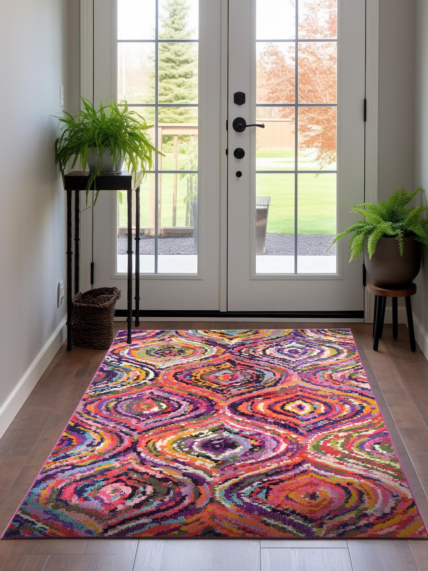 Multicolor 5' 1 x 8' Estrella Rectangle Area Rug 100% Polypropylene Non-Shedding Stain Resistant Carpet Colorful Modern Abstract Design Easy Clean for Home Decor for Sale at Rug Engine