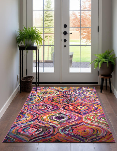 Multicolor 8' x 11' Estrella Rectangle Area Rug 100% Polypropylene Non-Shedding Stain Resistant Carpet Colorful Modern Abstract Design Easy Clean for Home Decor for Sale at Rug Engine