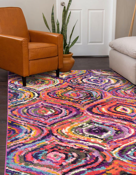 Multicolor 8' x 11' Estrella Rectangle Area Rug 100% Polypropylene Non-Shedding Stain Resistant Carpet Colorful Modern Abstract Design Easy Clean for Home Decor for Sale at Rug Engine