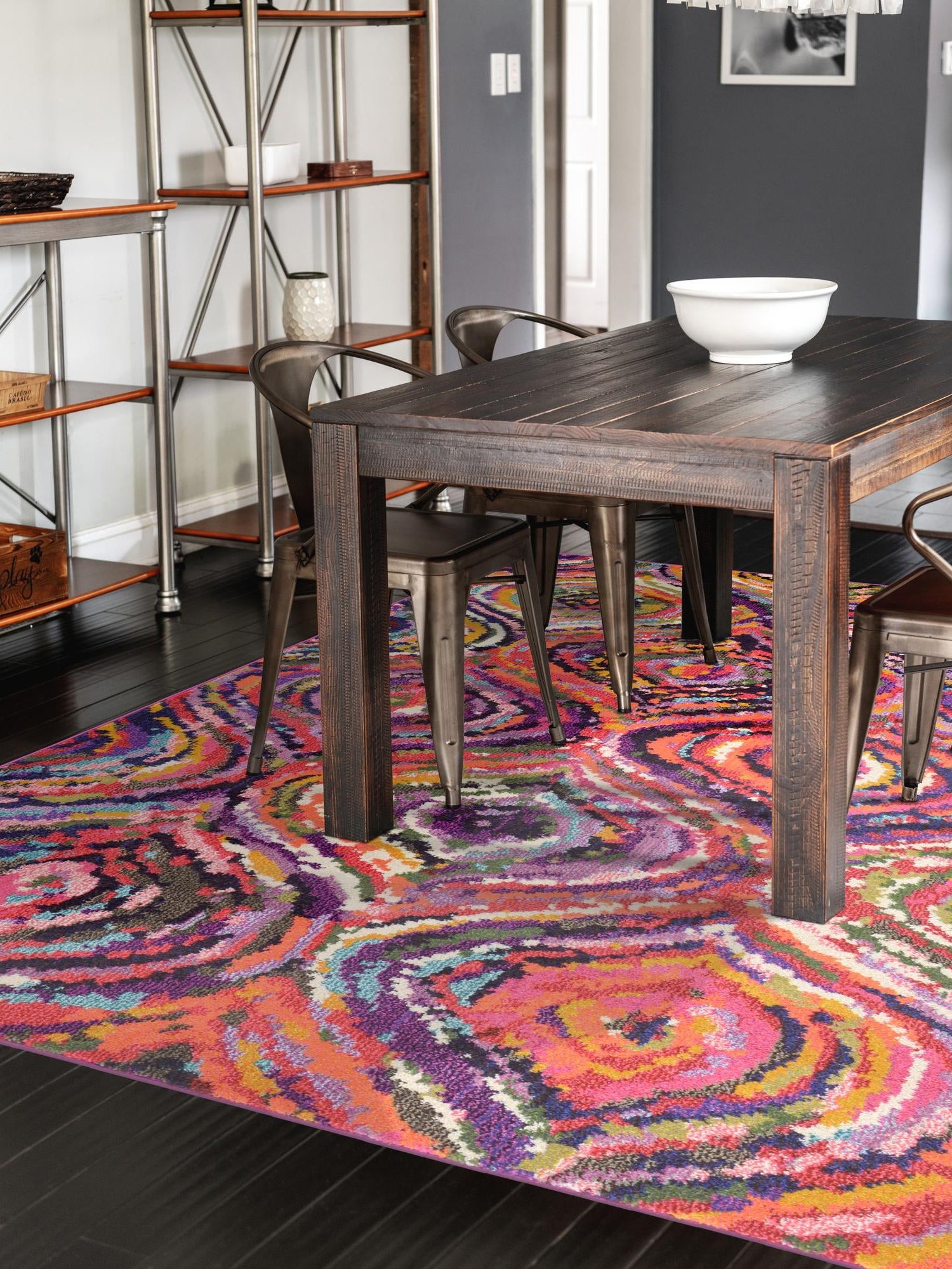 Multicolor 5' 1 x 8' Estrella Rectangle Area Rug 100% Polypropylene Non-Shedding Stain Resistant Carpet Colorful Modern Abstract Design Easy Clean for Home Decor for Sale at Rug Engine