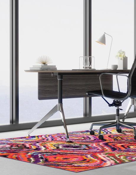 Multicolor 8' x 11' Estrella Rectangle Area Rug 100% Polypropylene Non-Shedding Stain Resistant Carpet Colorful Modern Abstract Design Easy Clean for Home Decor for Sale at Rug Engine