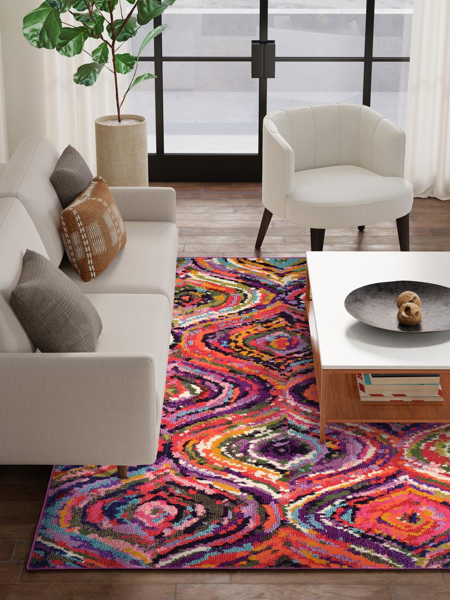 Multicolor 8' x 11' Estrella Rectangle Area Rug 100% Polypropylene Non-Shedding Stain Resistant Carpet Colorful Modern Abstract Design Easy Clean for Home Decor for Sale at Rug Engine