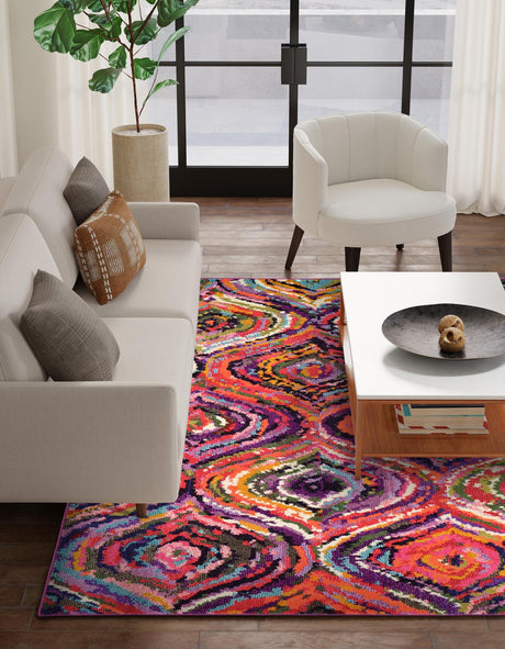 Multicolor 8' x 11' Estrella Rectangle Area Rug 100% Polypropylene Non-Shedding Stain Resistant Carpet Colorful Modern Abstract Design Easy Clean for Home Decor for Sale at Rug Engine