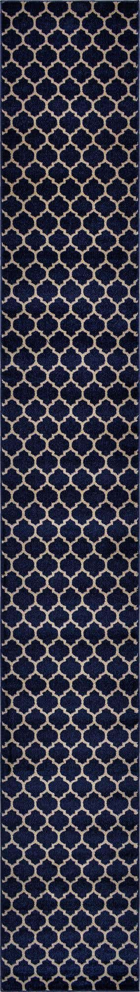 Dark Blue 2' 7 x 19' 8 Trellis Runner Area Rug