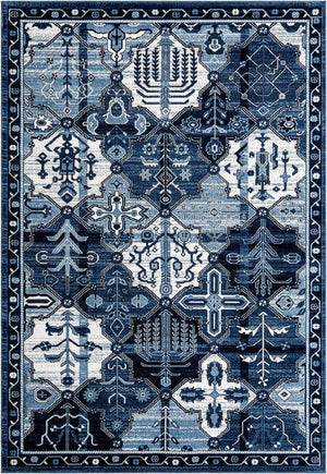 Blue 7' 1 x 10' La Jolla Rectangle Area Rug 100% Polypropylene Traditional Pattern Easy Clean Carpet for Living, Dining, Bedroom, Office for Sale at Rug Engine