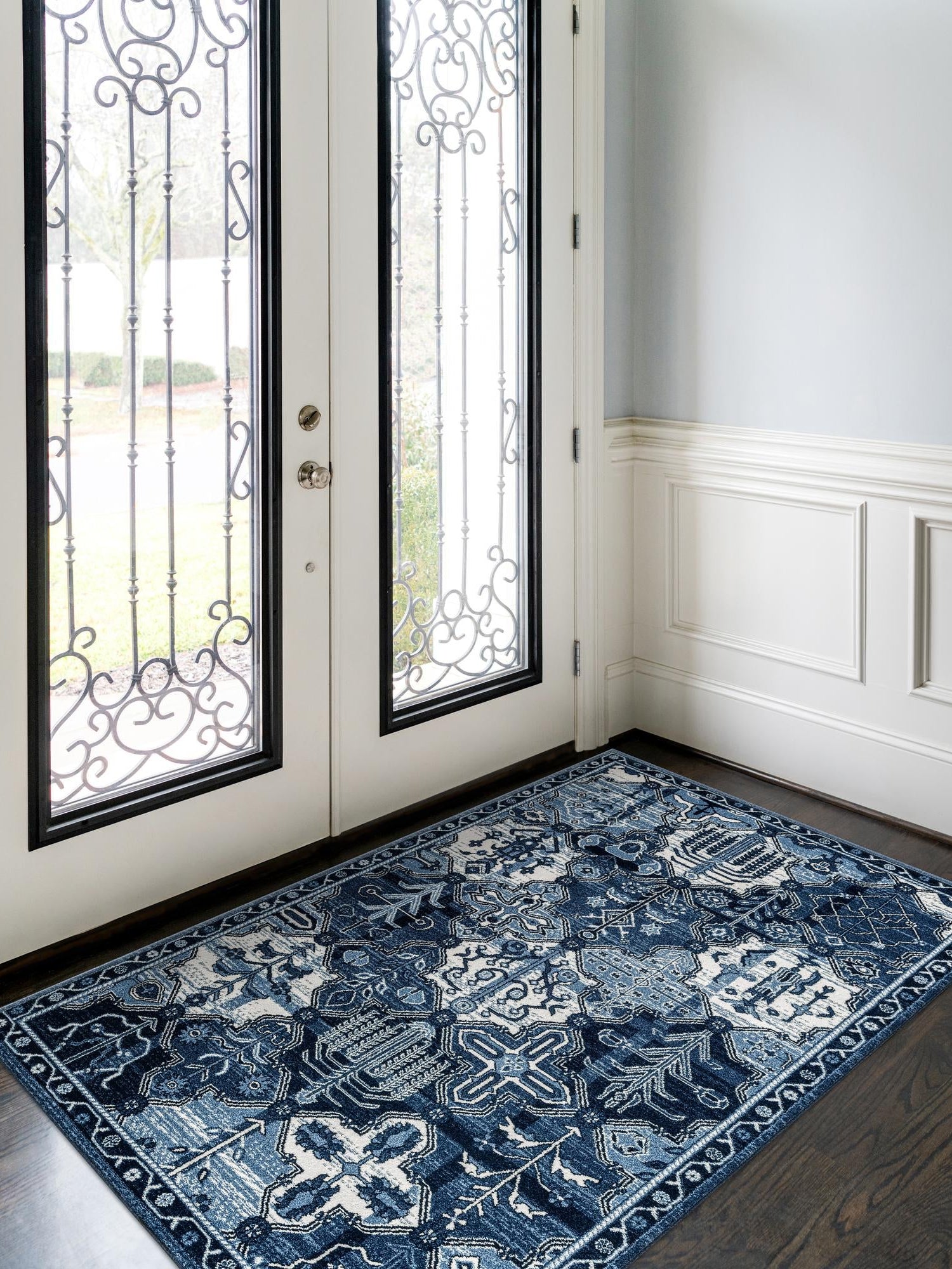 Blue 10' x 13' 1 La Jolla Rectangle Area Rug 100% Polypropylene Traditional Pattern Easy Clean Carpet for Living, Dining, Bedroom, Office for Sale at Rug Engine