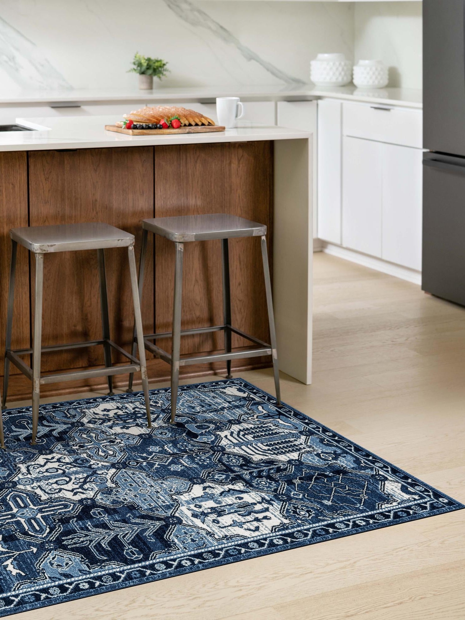 Blue 10' x 14' 1 La Jolla Rectangle Area Rug 100% Polypropylene Traditional Pattern Easy Clean Carpet for Living, Dining, Bedroom, Office for Sale at Rug Engine