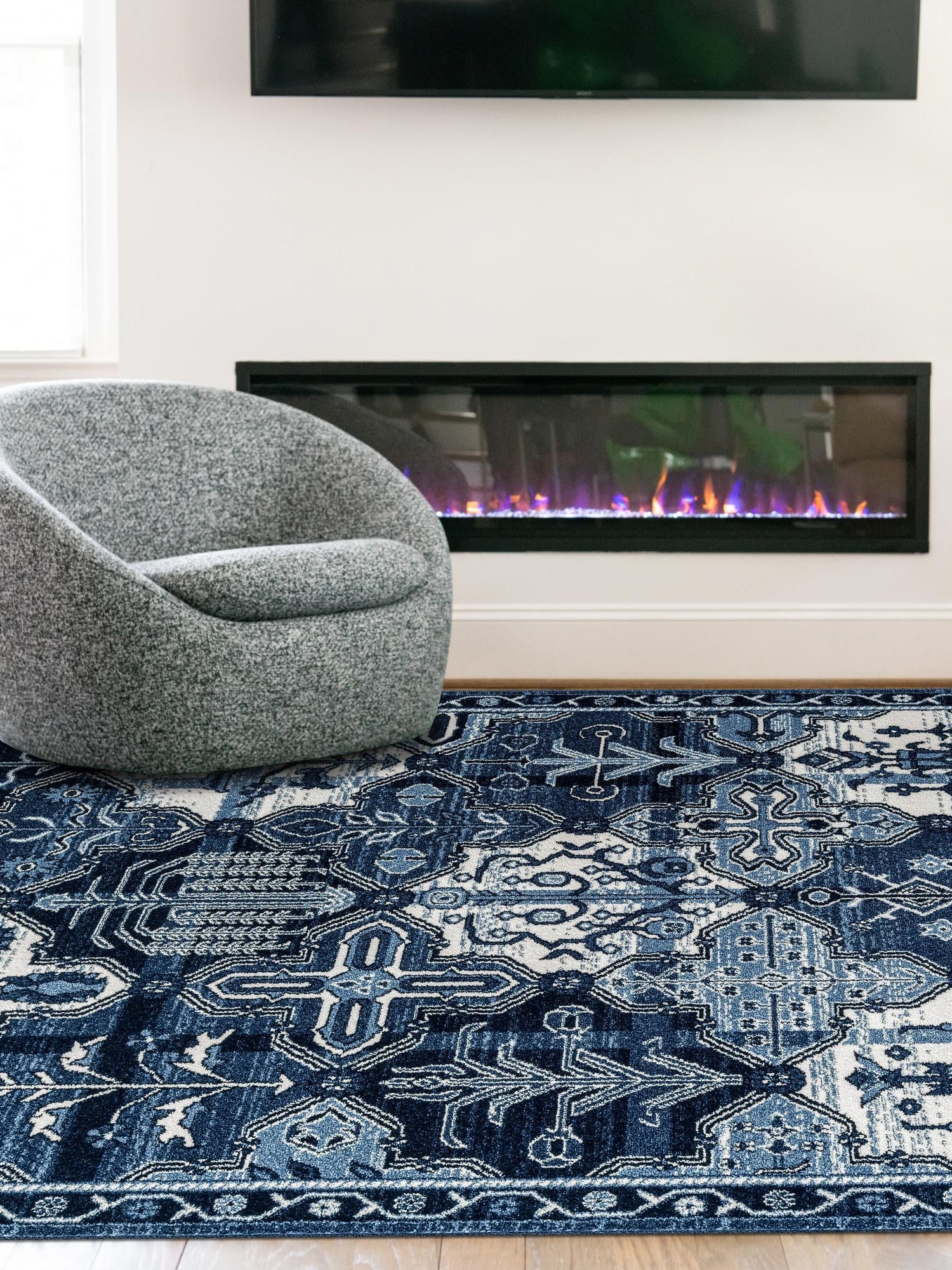 Blue 10' x 14' 1 La Jolla Rectangle Area Rug 100% Polypropylene Traditional Pattern Easy Clean Carpet for Living, Dining, Bedroom, Office for Sale at Rug Engine