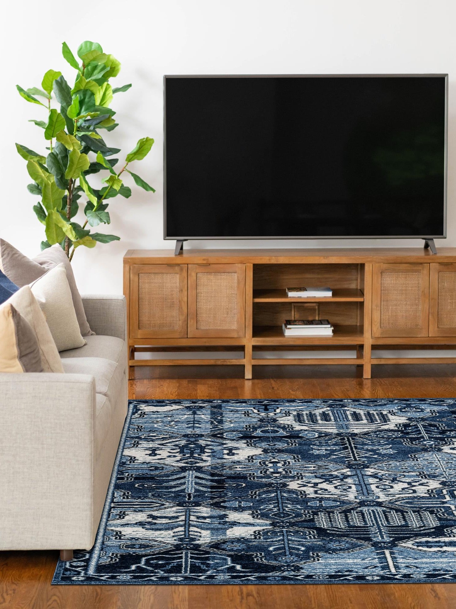 Blue 10' x 14' 1 La Jolla Rectangle Area Rug 100% Polypropylene Traditional Pattern Easy Clean Carpet for Living, Dining, Bedroom, Office for Sale at Rug Engine