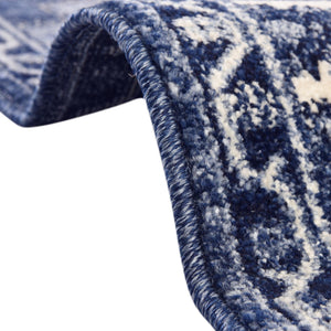 Blue 5' 3 x 8' La Jolla Rectangle Area Rug 100% Polypropylene Traditional Pattern Easy Clean Carpet for Living, Dining, Bedroom, Office for Sale at Rug Engine