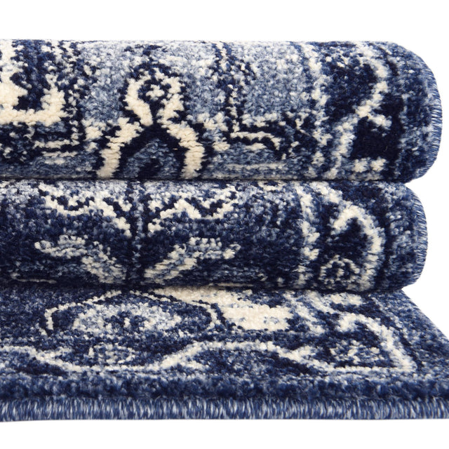 Blue 5' 3 x 8' La Jolla Rectangle Area Rug 100% Polypropylene Traditional Pattern Easy Clean Carpet for Living, Dining, Bedroom, Office for Sale at Rug Engine
