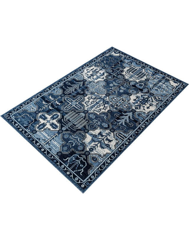 Blue 5' 3 x 8' La Jolla Rectangle Area Rug 100% Polypropylene Traditional Pattern Easy Clean Carpet for Living, Dining, Bedroom, Office for Sale at Rug Engine