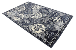 Blue 5' 3 x 8' La Jolla Rectangle Area Rug 100% Polypropylene Traditional Pattern Easy Clean Carpet for Living, Dining, Bedroom, Office for Sale at Rug Engine