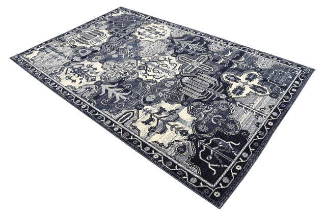 Blue 5' 3 x 8' La Jolla Rectangle Area Rug 100% Polypropylene Traditional Pattern Easy Clean Carpet for Living, Dining, Bedroom, Office for Sale at Rug Engine