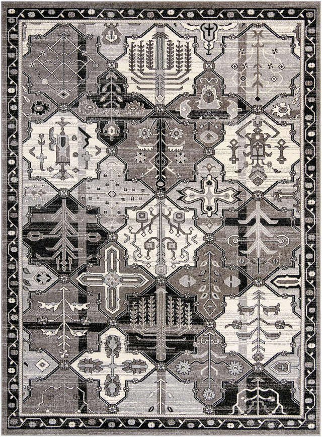 Gray 9' x 12' La Jolla Rectangle Area Rug 100% Polypropylene Traditional Pattern Easy Clean Carpet for Living, Dining, Bedroom, Office for Sale at Rug Engine
