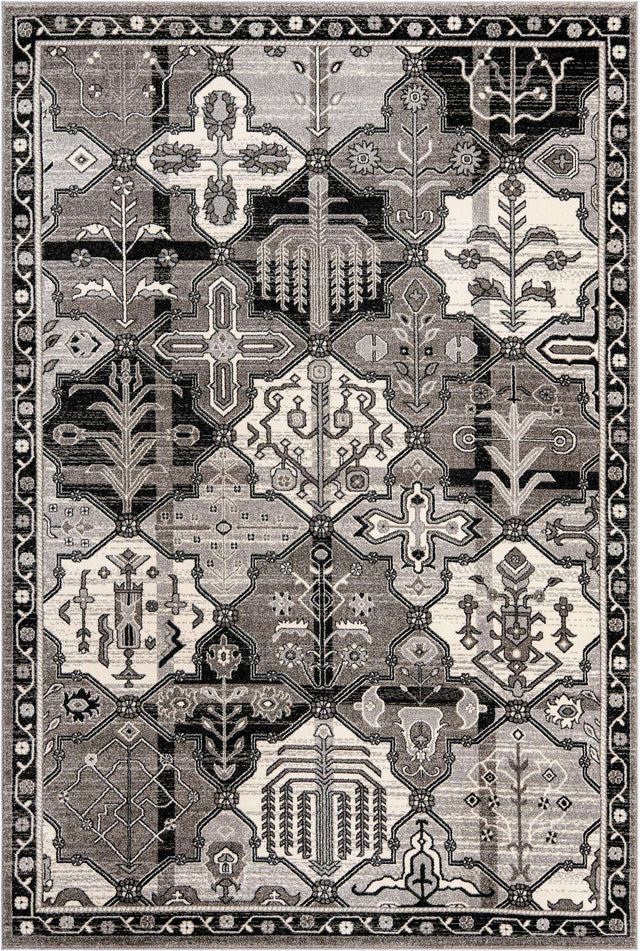 Gray 7' 1 x 10' La Jolla Rectangle Area Rug 100% Polypropylene Traditional Pattern Easy Clean Carpet for Living, Dining, Bedroom, Office for Sale at Rug Engine