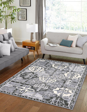 Gray 3' 1 x 5' 3 La Jolla Rectangle Area Rug 100% Polypropylene Traditional Pattern Easy Clean Carpet for Living, Dining, Bedroom, Office for Sale at Rug Engine