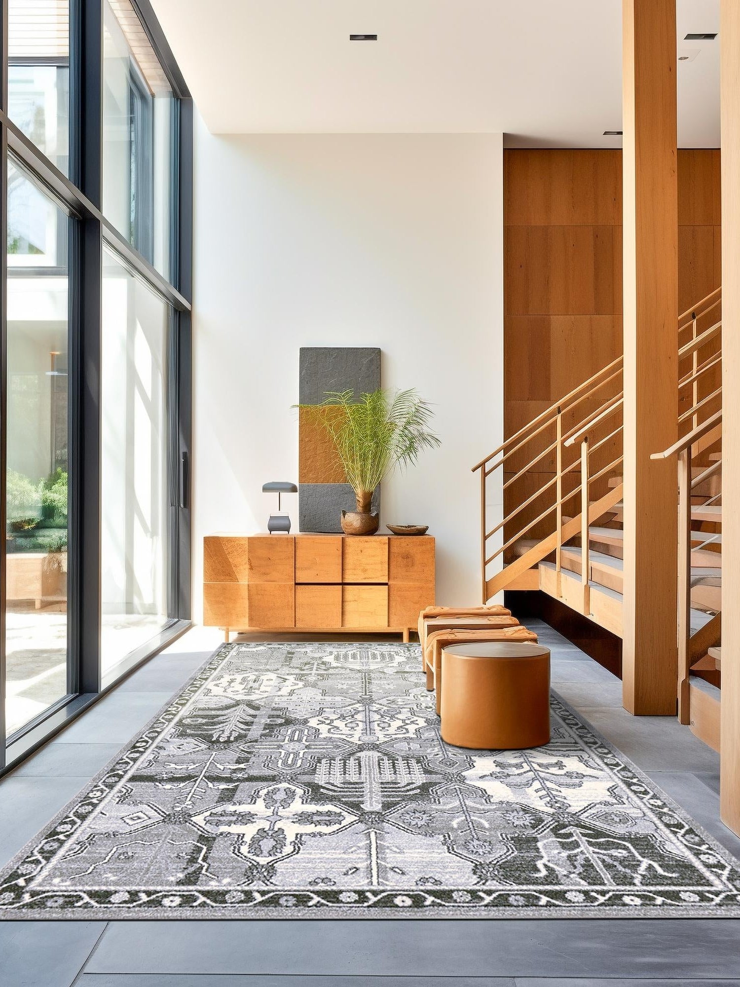 Gray 10' 6 x 16' 5 La Jolla Rectangle Area Rug 100% Polypropylene Traditional Pattern Easy Clean Carpet for Living, Dining, Bedroom, Office for Sale at Rug Engine