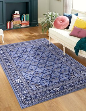Blue 3' 1 x 5' 3 La Jolla Rectangle Area Rug 100% Polypropylene Traditional Pattern Easy Clean Carpet for Living, Dining, Bedroom, Office for Sale at Rug Engine