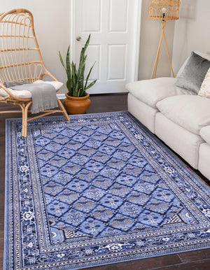 Blue 3' 1 x 5' 3 La Jolla Rectangle Area Rug 100% Polypropylene Traditional Pattern Easy Clean Carpet for Living, Dining, Bedroom, Office for Sale at Rug Engine