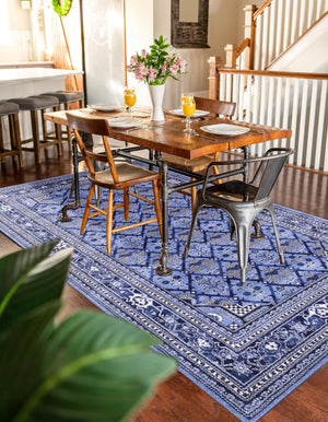 Blue 3' 1 x 5' 3 La Jolla Rectangle Area Rug 100% Polypropylene Traditional Pattern Easy Clean Carpet for Living, Dining, Bedroom, Office for Sale at Rug Engine