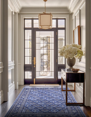 Blue 3' 1 x 5' 3 La Jolla Rectangle Area Rug 100% Polypropylene Traditional Pattern Easy Clean Carpet for Living, Dining, Bedroom, Office for Sale at Rug Engine